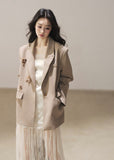 Lace slip dress with sheer cover-up set in pear white