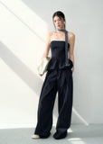 Casual Chic Bustier & Wide-Leg Suit Set