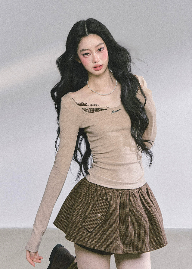 lace cutout top, asymmetric lace top, sexy lace longsleeve, Korean fashion top, Korean hot girl style, Korean streetwear top, lace detail knit shirt, cutout knit top, trendy black lace shirt, fall winter Korean tops, boutique lace top, French chic lace shirt, elegant cutout tee, women’s lace fashion top, Korean-American style top, off shoulder lace top, stylish long sleeve top, slim fit lace tee, aesthetic lace outfit
