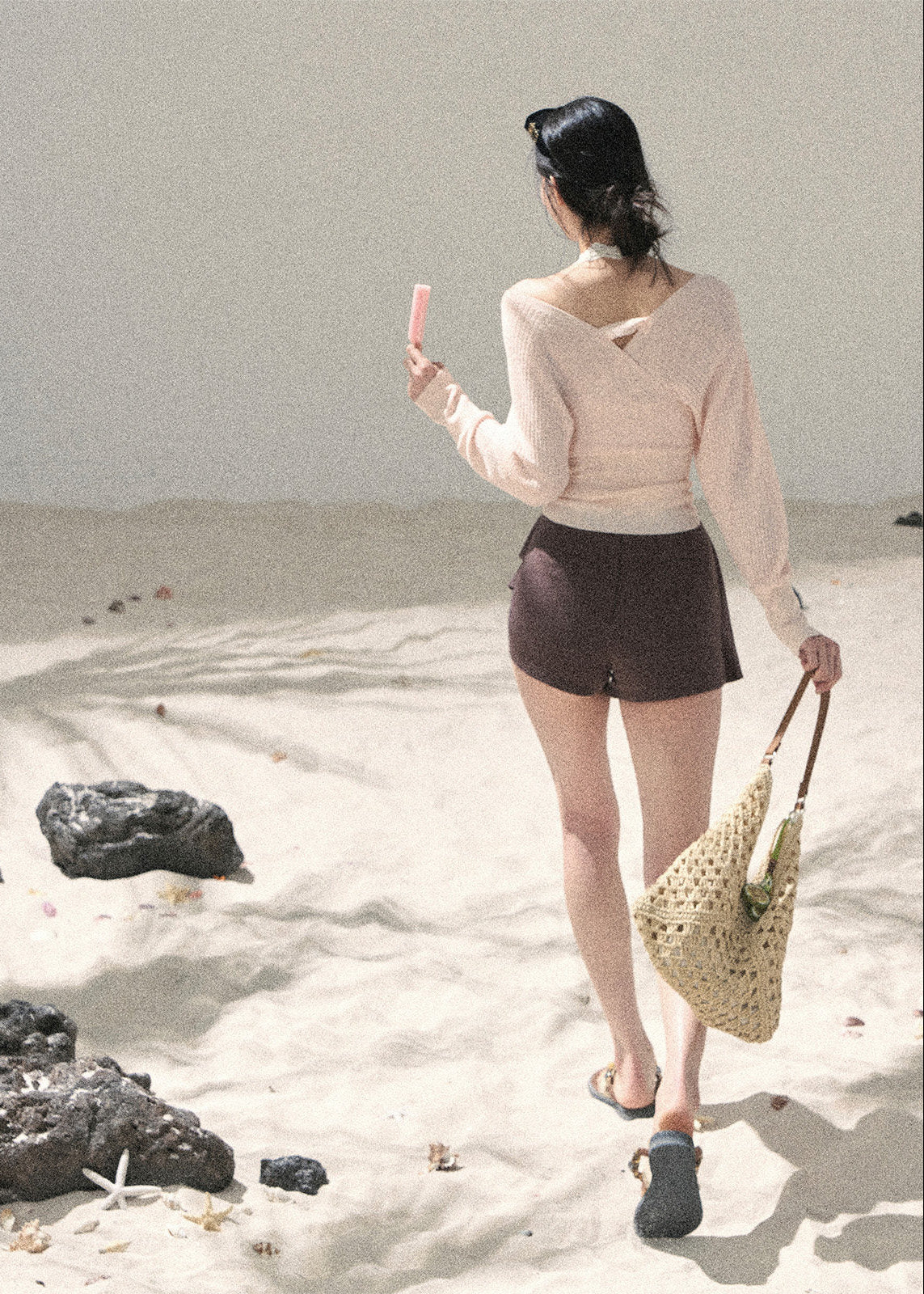 aomalm top, pink cover up top, v neck summer top, korean feminine top, sunscreen cover up women, lightweight summer layer, french style cover up, dopamine summer top, sheer wrap top, resort cover up top, feminine korean fashion, beach cover up blouse