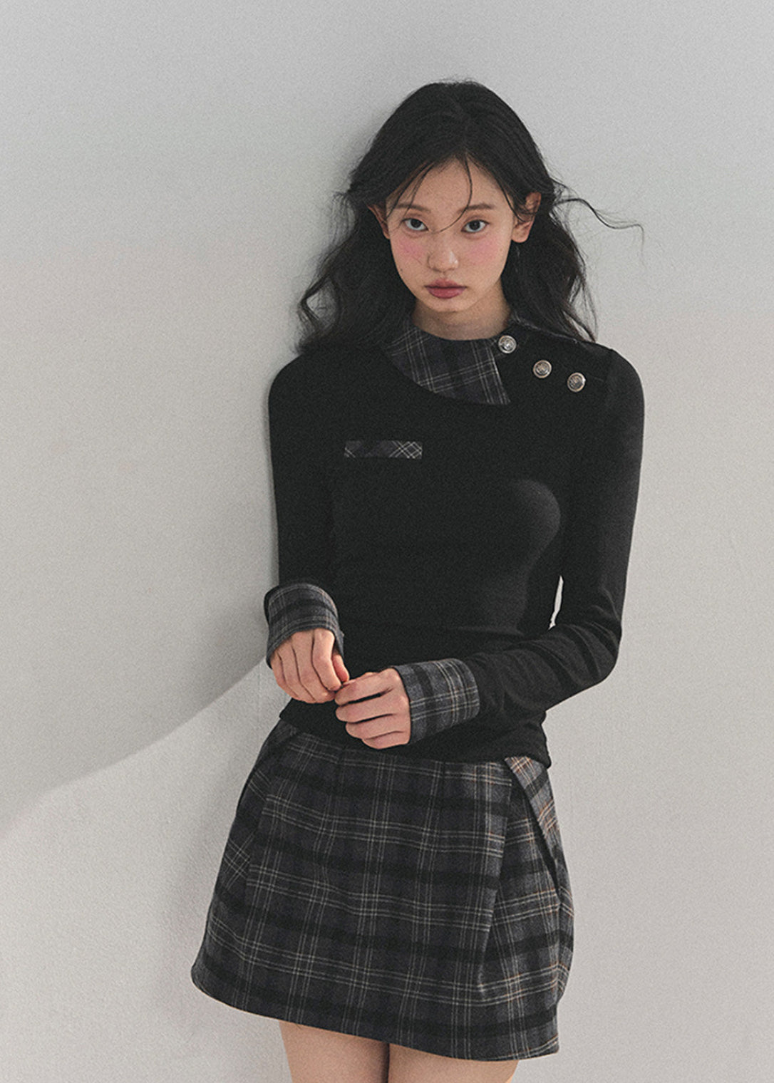 AOMALM knit set, Korean two piece outfit, women winter skirt set, knit top mini skirt set, feminine Korean style, plaid mini skirt women, winter knit outfit, slim fit knit top, Korean fashion women, soft feminine outfit, preppy knit set, winter mini skirt set, elegant Korean clothing, cute winter outfit women, aesthetic Korean set, fall winter knitwear