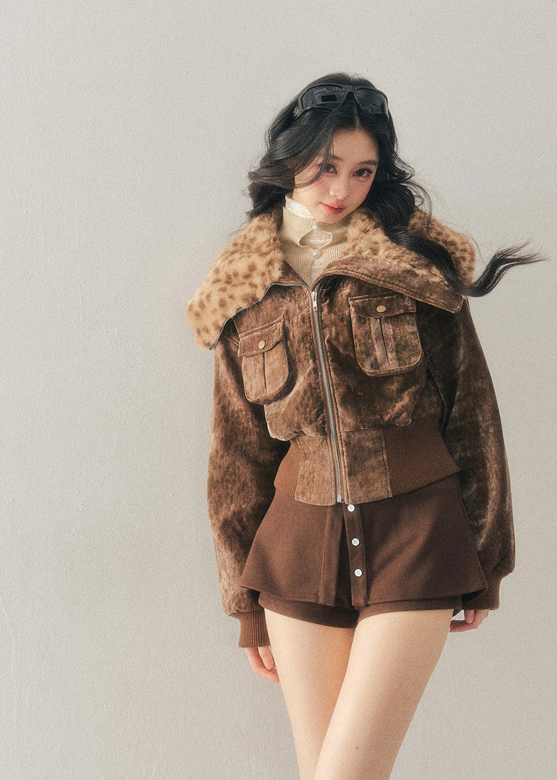 AOMALM jacket, leopard cropped jacket, Maillard jacket women, faux fur winter jacket, Korean style jacket, cropped winter jacket women, plush fur jacket, leopard print jacket women, winter streetwear jacket, feminine cropped jacket, warm winter top women, Korean fashion winter, trendy cropped jacket, soft girl winter jacket, autumn winter outerwear women, stylish winter jacket, Korean aesthetic coat