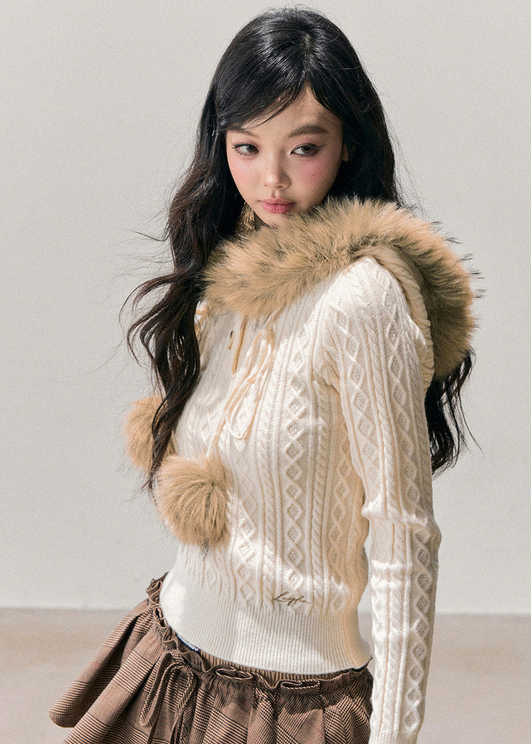AOMALM knit sweater, Korean hooded knit top, women winter sweater, slim fit knit hoodie, cable knit sweater women, feminine winter top, soft knit hoodie, Korean fashion winter, cozy knit top women, winter layering sweater, hooded cable knit, soft girl aesthetic knit, winter slim sweater, Korean style knitwear, women hooded sweater