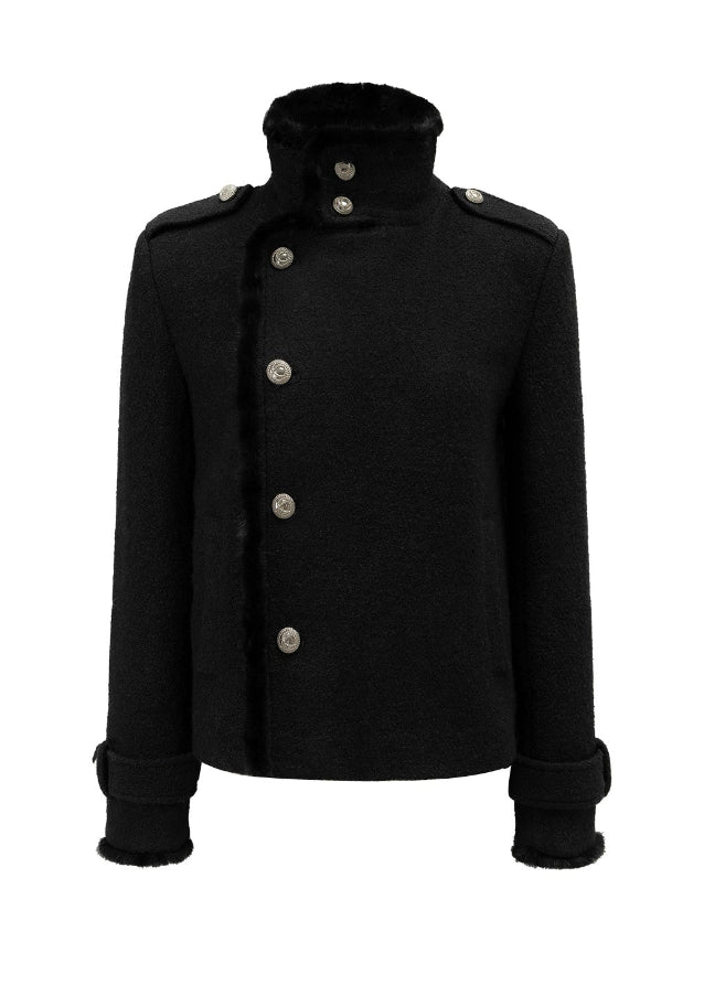 black wool jacket, draped scarf collar coat, cropped winter coat women, 4muggle stylish outerwear, chic black wool top, modern city girl jacket, elegant winter short coat, luxe draped collar wool jacket, autumn winter chic outfit, classy stylish coat black, trendy drape scarf jacket, refined black cropped coat