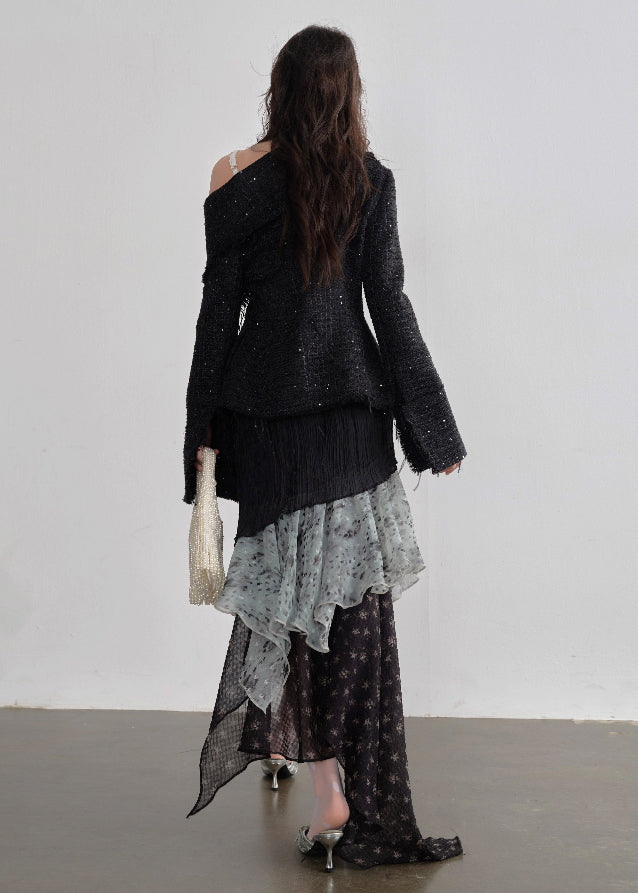 JNYLON leopard chiffon skirt women, Korean stylish irregular maxi skirt, modern Korean fashion layered skirt, chic contrast chiffon skirt women, trendy Korean street chic outfit, exotic leopard print skirt Korean style, lightweight airy chiffon skirt women, urban fashion asymmetric skirt, stylish Korean aesthetic long skirt, fashionable layered chiffon skirt women