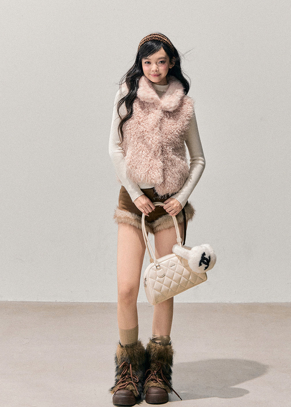 dream faux fur vest, korean sweet winter vest, soft feminine gilet, reversible plush vest, fluffy winter layering top, AOMALM vest, girly winter outfit, soft pastel fur vest, cozy faux fur jacket women, korean fashion winter 2025, cute fluffy vest, warm layering piece, sweet girly aesthetic clothing, winter plush outerwear, faux fur sleeveless jacket, kawaii winter fashion, fluffy reversible vest women, soft texture vest outfit
