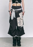 wide leg cropped pants women, patchwork pants women, distressed trousers women, grunge outfit women, edgy outfit women, street style pants, punk style clothing, y2k edgy outfit, alternative fashion women, deconstructed pants, raw edge trousers, urban streetwear women, lace panel pants, statement pants women, loose fit trousers women, rebellious fashion outfit, underground fashion women, utility style pants, mixed fabric pants, edgy streetwear women