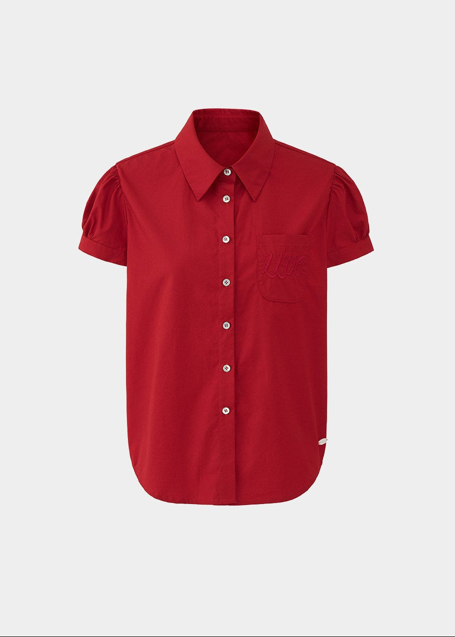 red shirt women, cotton blouse women, puff sleeve shirt, korean fashion top, spring outfits 2026, casual spring outfits, college style shirt women, structured blouse women, aesthetic fashion top, modern feminine clothing, versatile everyday top, chic casual outfit, parisian style clothing, fitted shirt women, breathable cotton top, refined casual wear, vintage style shirt, spring wardrobe essential, minimal style blouse, classic button shirt
