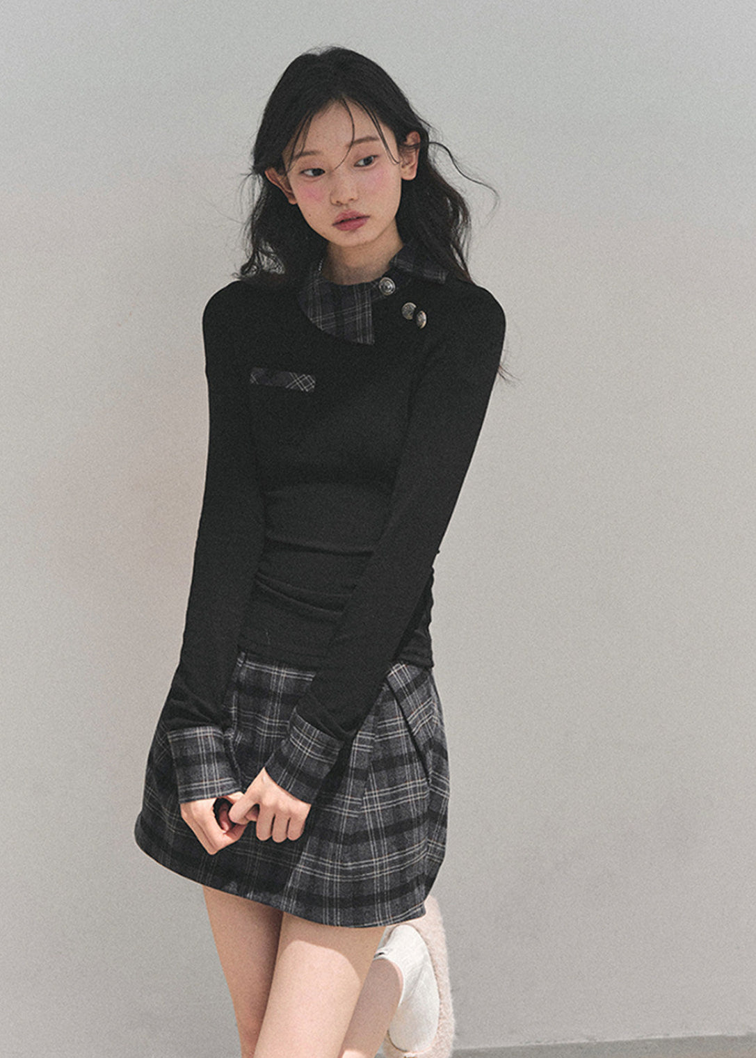 AOMALM knit set, Korean two piece outfit, women winter skirt set, knit top mini skirt set, feminine Korean style, plaid mini skirt women, winter knit outfit, slim fit knit top, Korean fashion women, soft feminine outfit, preppy knit set, winter mini skirt set, elegant Korean clothing, cute winter outfit women, aesthetic Korean set, fall winter knitwear