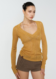 Shine Frame Deep-V Sparkle Sweater