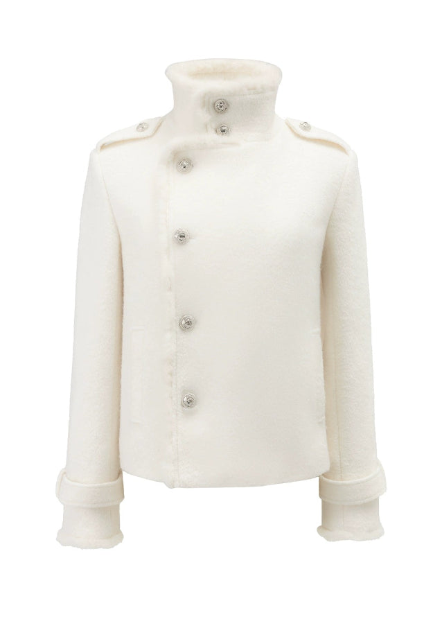 white wool jacket, draped scarf collar coat, 4muggle stylish winter coat, cropped woolen jacket women, elegant white winter top, luxury chic outerwear, autumn winter wool coat, pure white fashion coat, modern scarf neck jacket, classy winter city girl look, refined wool jacket woman, stylish winter outfit, warm chic cropped coat