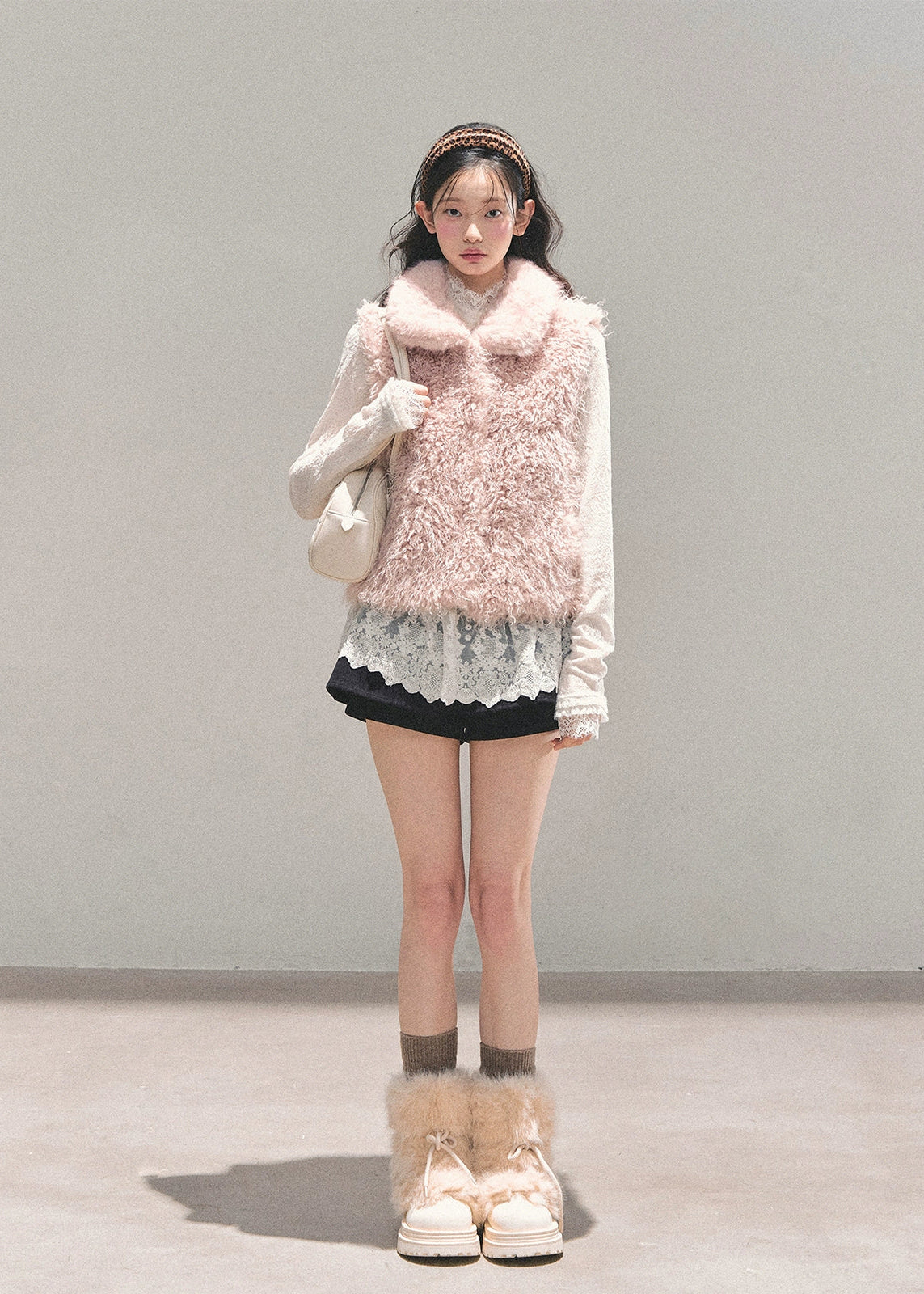 dream faux fur vest, korean sweet winter vest, soft feminine gilet, reversible plush vest, fluffy winter layering top, AOMALM vest, girly winter outfit, soft pastel fur vest, cozy faux fur jacket women, korean fashion winter 2025, cute fluffy vest, warm layering piece, sweet girly aesthetic clothing, winter plush outerwear, faux fur sleeveless jacket, kawaii winter fashion, fluffy reversible vest women, soft texture vest outfit