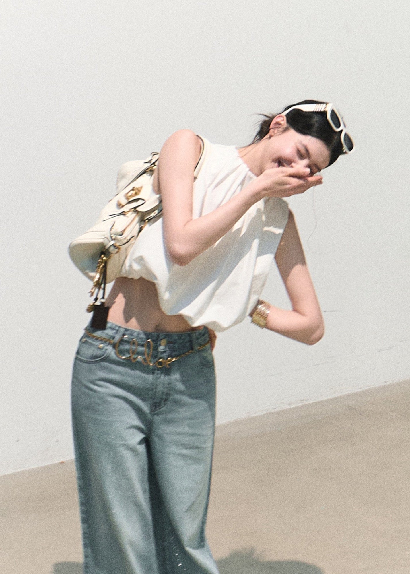 oakmoo top, cotton sleeveless top, pleated cotton top, white halter top, korean minimal fashion, flower bud top, cropped summer top, resort summer top, pure cotton blouse, feminine white top, quiet luxury top, soft summer outfit