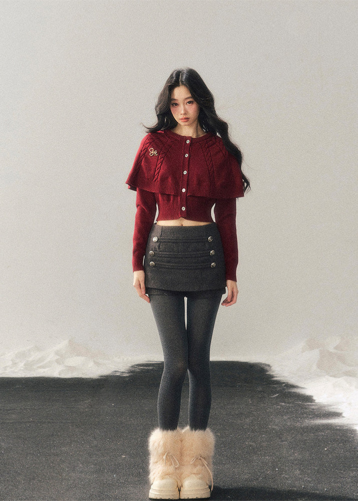 AOMALM knit sweater, cropped winter sweater women, cloak style knit top, Korean feminine sweater, needle twist sweater, winter cropped knit top, women cape sweater, soft winter knitwear, Korean aesthetic clothing, layered winter top, feminine cropped sweater, cozy knit top women, stylish winter sweater, minimalist knitwear, winter fashion women, Korean style winter top