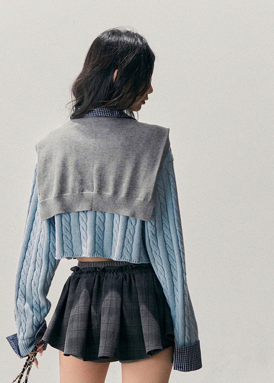 AOMALM knit top, Korean style sweater, faux layered knit, polo collar sweater, plaid collar top, women winter knitwear, soft feminine sweater, preppy Korean top, fall winter sweater women, slim knit top, casual Korean fashion, layered look sweater, aesthetic knit top, women long sleeve knit, Korean preppy style, everyday knitwear, soft wool touch sweater