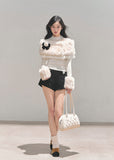 Korean feminine top, winter lace top, plush lace shirt, long sleeve lace top women, soft Korean style clothing, feminine winter outfit, French style lace top, slim fit winter top, elegant lace blouse, soft girl aesthetic top, winter layering top, romantic knit top, Korean fashion winter, delicate lace shirt, aesthetic winter wear, feminine shawl top