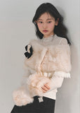 Korean feminine top, winter lace top, plush lace shirt, long sleeve lace top women, soft Korean style clothing, feminine winter outfit, French style lace top, slim fit winter top, elegant lace blouse, soft girl aesthetic top, winter layering top, romantic knit top, Korean fashion winter, delicate lace shirt, aesthetic winter wear, feminine shawl top