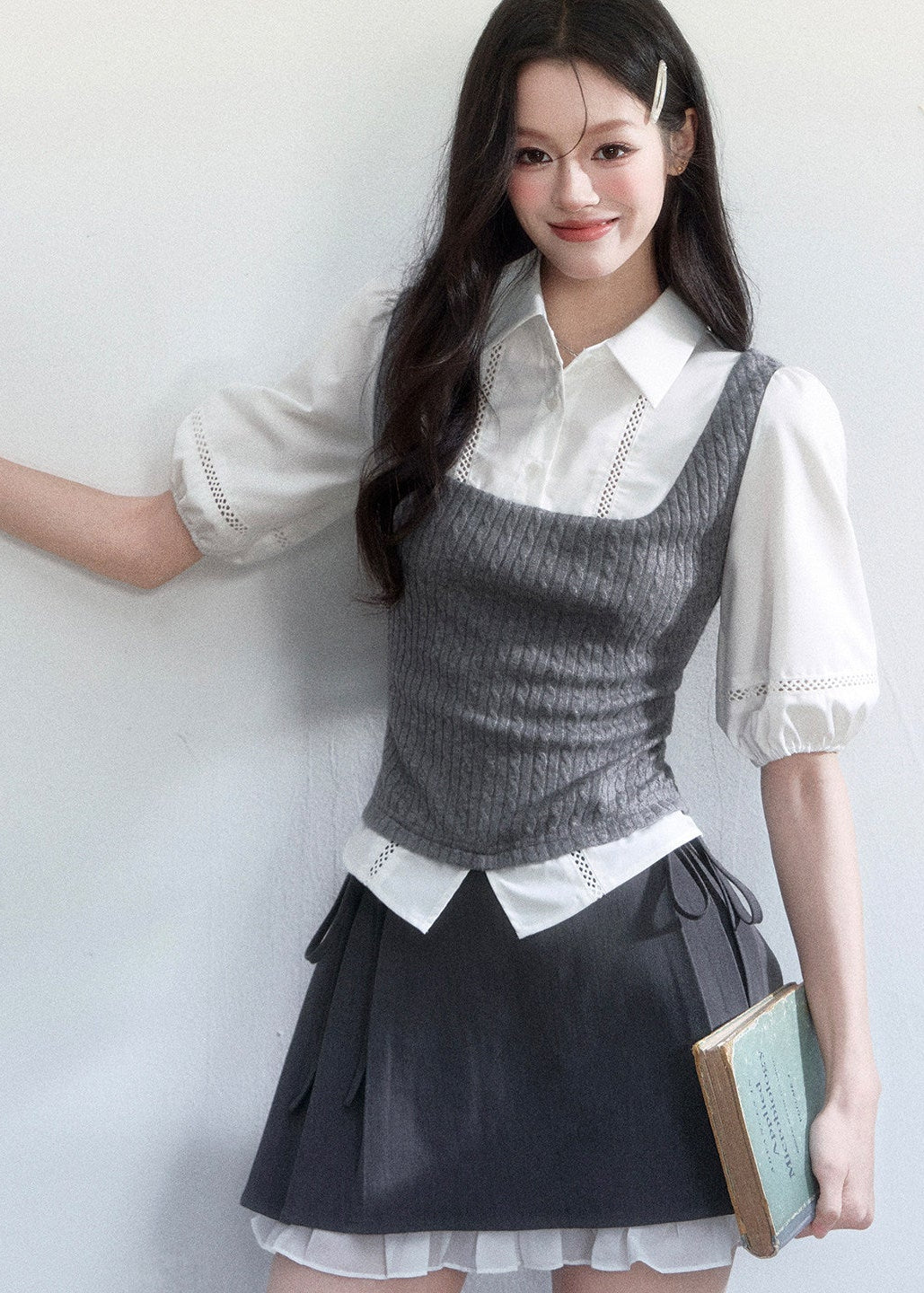 korean outfit aesthetic, layered blouse women, puff sleeve top women, coquette outfit, date outfit, soft girl outfit, feminine korean fashion, slim fit blouse women, aesthetic fashion top, romantic outfit ideas, college style outfit women, cute korean outfit, everyday feminine top, chic casual outfit, soft aesthetic clothing, korean style blouse, spring outfit ideas women, delicate style top, trendy korean fashion, gentle feminine outfit