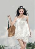 aomalm top, white camisole top, lace hem cami, feminine korean top, french style camisole, babydoll summer top, romantic lace trim top, white summer blouse, airy camisole women, soft girl summer top, vacation camisole top, pretty summer outfit