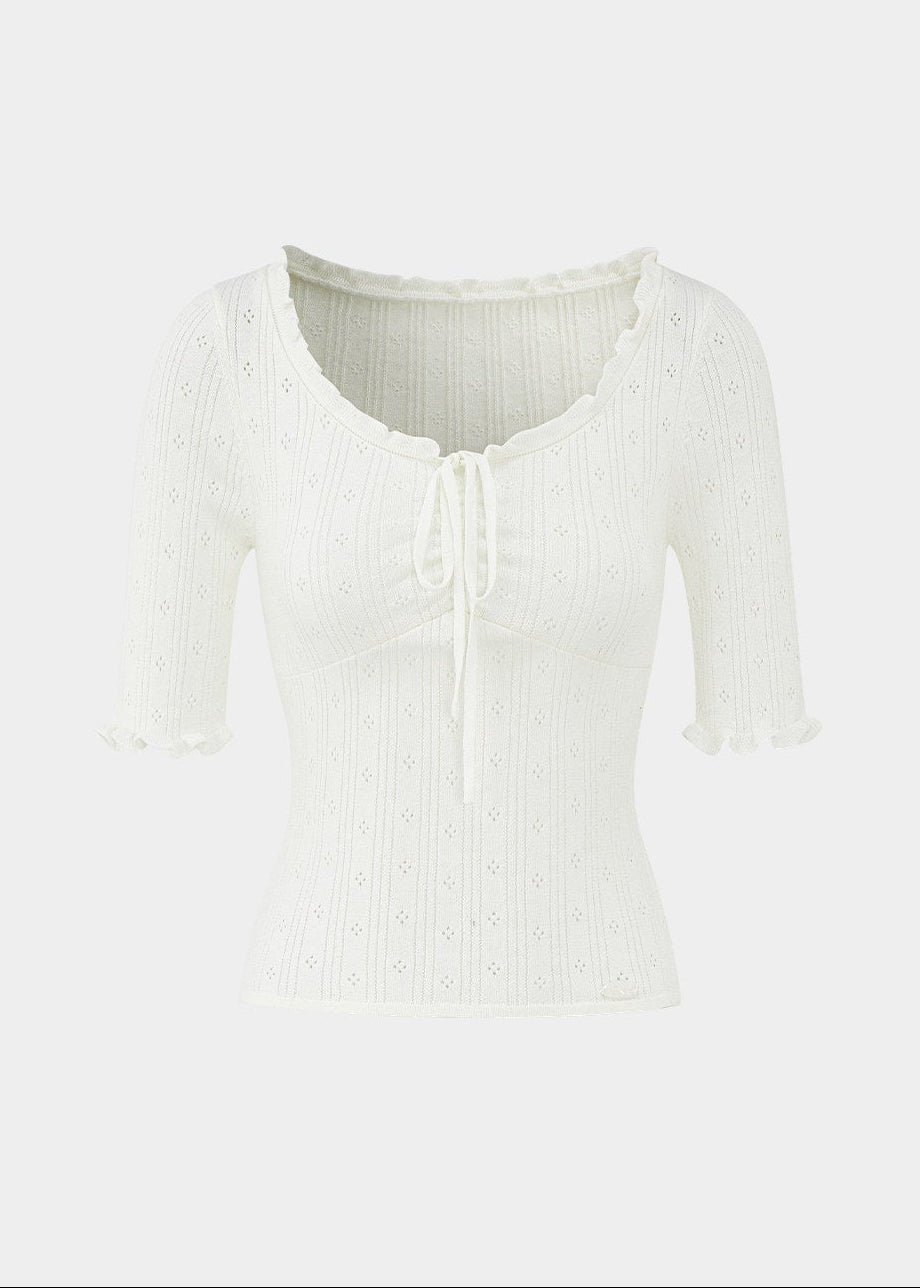 red knit top women, jacquard sweater women, u neck knit top, korean fashion top, slim fit sweater, lightweight knitwear, feminine red top, three quarter sleeve knit, textured knit top, elegant casual top, spring sweater women, parisian style top, soft knit blouse, body contour knit, modern feminine clothing, breathable sweater top, chic everyday outfit, refined knitwear women, versatile red top, aesthetic fashion knit