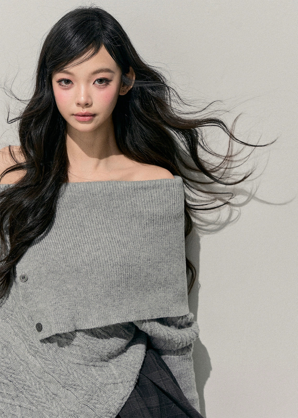 snow country sweater, one shoulder knit, Korean twist sweater, asymmetrical knit top, winter feminine knit, soft Korean fashion, AOMALM sweater, off shoulder winter top, twist cable knit, Korean girl aesthetic outfit, soft girl winter top, French knit sweater, irregular knit design, cozy winter knit, elegant off shoulder top, trendy Korean knitwear, winter twist pullover, romantic knit sweater, feminine winter outfit, AOMALM winter collection