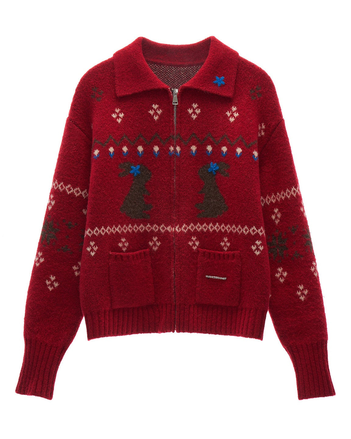 y2k cute sweater women, bunny knit cardigan, snowflake sweater women, loose fit knit top, street style cardigan women, autumn winter knitwear, playful y2k top, cozy oversized sweater, casual street knit, trendy cute sweater women, mamc sweater style, graphic knit cardigan, lazy fit knit top, fashion winter sweater, women street fashion knit