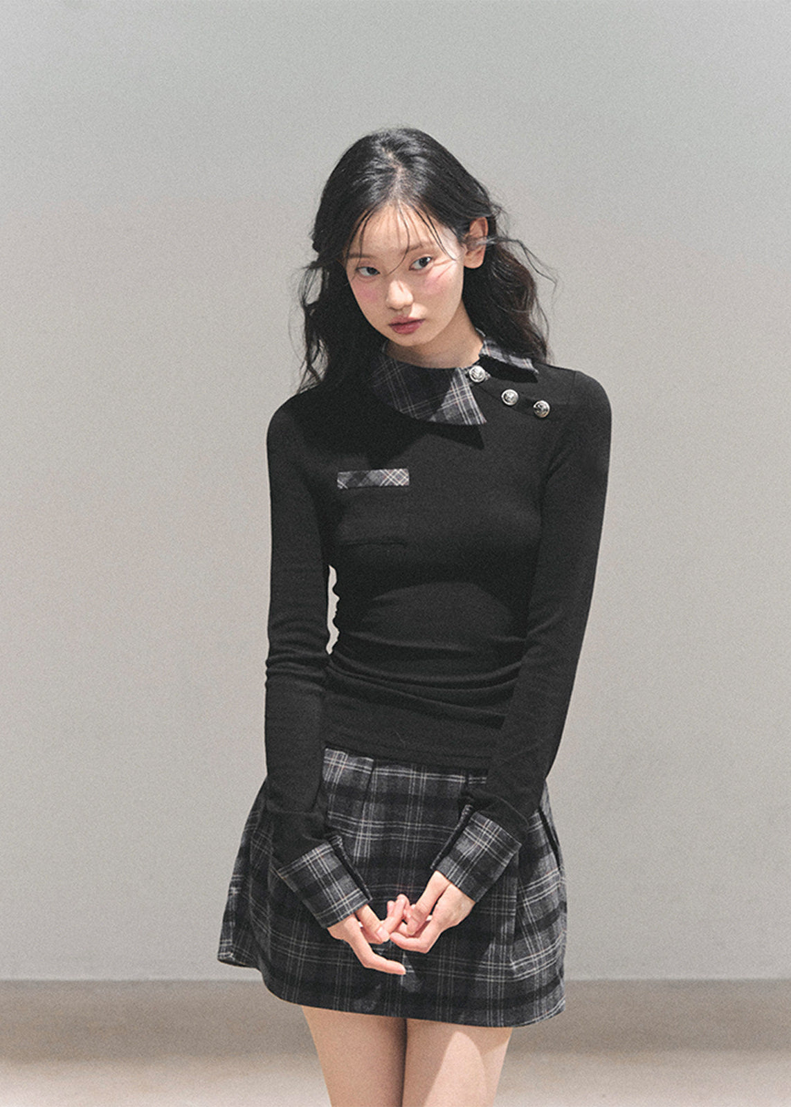 AOMALM knit set, Korean two piece outfit, women winter skirt set, knit top mini skirt set, feminine Korean style, plaid mini skirt women, winter knit outfit, slim fit knit top, Korean fashion women, soft feminine outfit, preppy knit set, winter mini skirt set, elegant Korean clothing, cute winter outfit women, aesthetic Korean set, fall winter knitwear