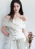 casual spring outfits women, spring brunch outfit, one shoulder top women, slim fit t shirt women, korean feminine top, coquette outfit, soft girl outfit, aesthetic fashion top, feminine korean fashion, cute spring outfit, romantic casual outfit, lightweight summer top, stylish basic top, soft aesthetic clothing, everyday outfit women, delicate feminine top, korean style blouse, trendy spring top, outfit ideas spring, breathable fabric top

