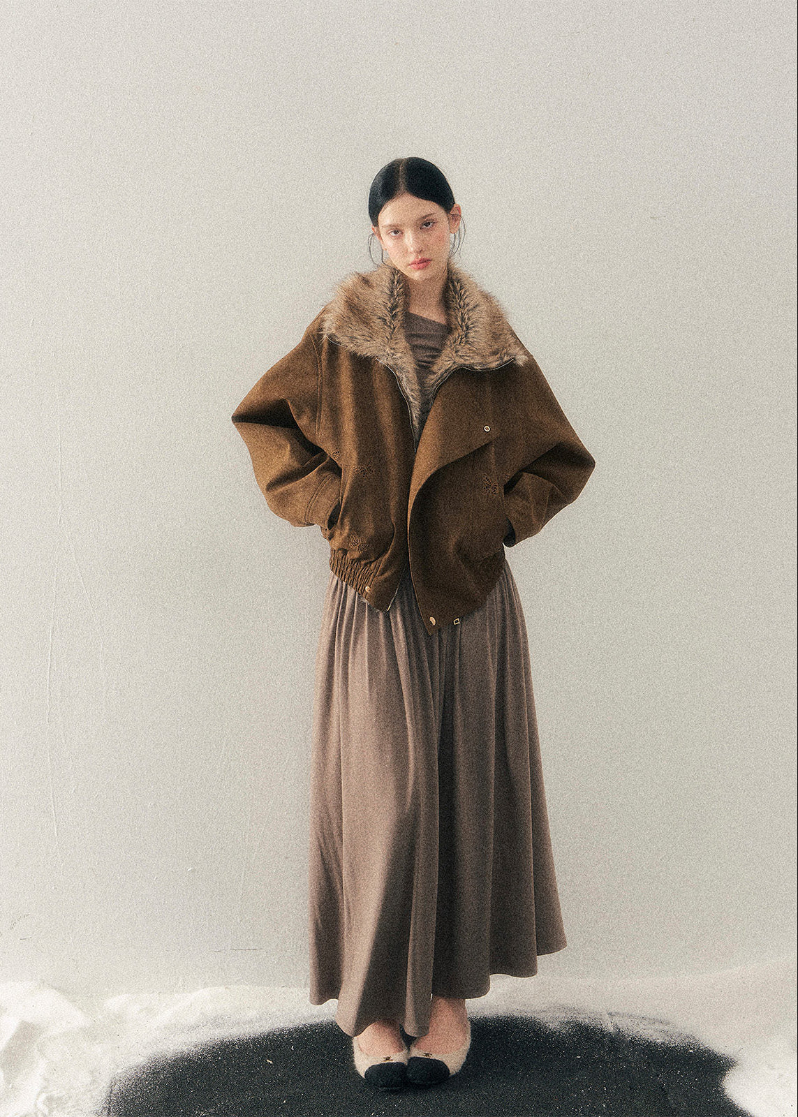 AOMALM long dress, French cool style dress, draped winter dress women, slimming long skirt dress, hip hugging maxi dress, ruched long dress women, elegant winter dress, Korean aesthetic dress, feminine draped dress, modern French style dress, body contour dress women, winter long sleeve dress, minimalist elegant dress
