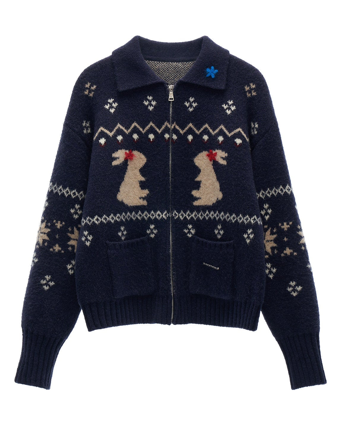 y2k cute sweater women, bunny knit cardigan, snowflake sweater women, loose fit knit top, street style cardigan women, autumn winter knitwear, playful y2k top, cozy oversized sweater, casual street knit, trendy cute sweater women, mamc sweater style, graphic knit cardigan, lazy fit knit top, fashion winter sweater, women street fashion knit