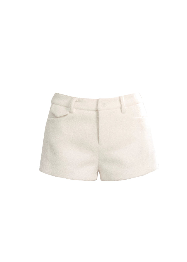 Fragileheart tweed shorts, A-line slacks, luxury Korean fashion, elegant winter outfit, quiet luxury womenswear, pastel noir aesthetic, ivory tailored shorts, minimalist feminine style, K-fashion 2025, modern classic outfit, chic Korean shorts, autumn winter fashion, refined tweed bottoms, sophisticated women’s wear
