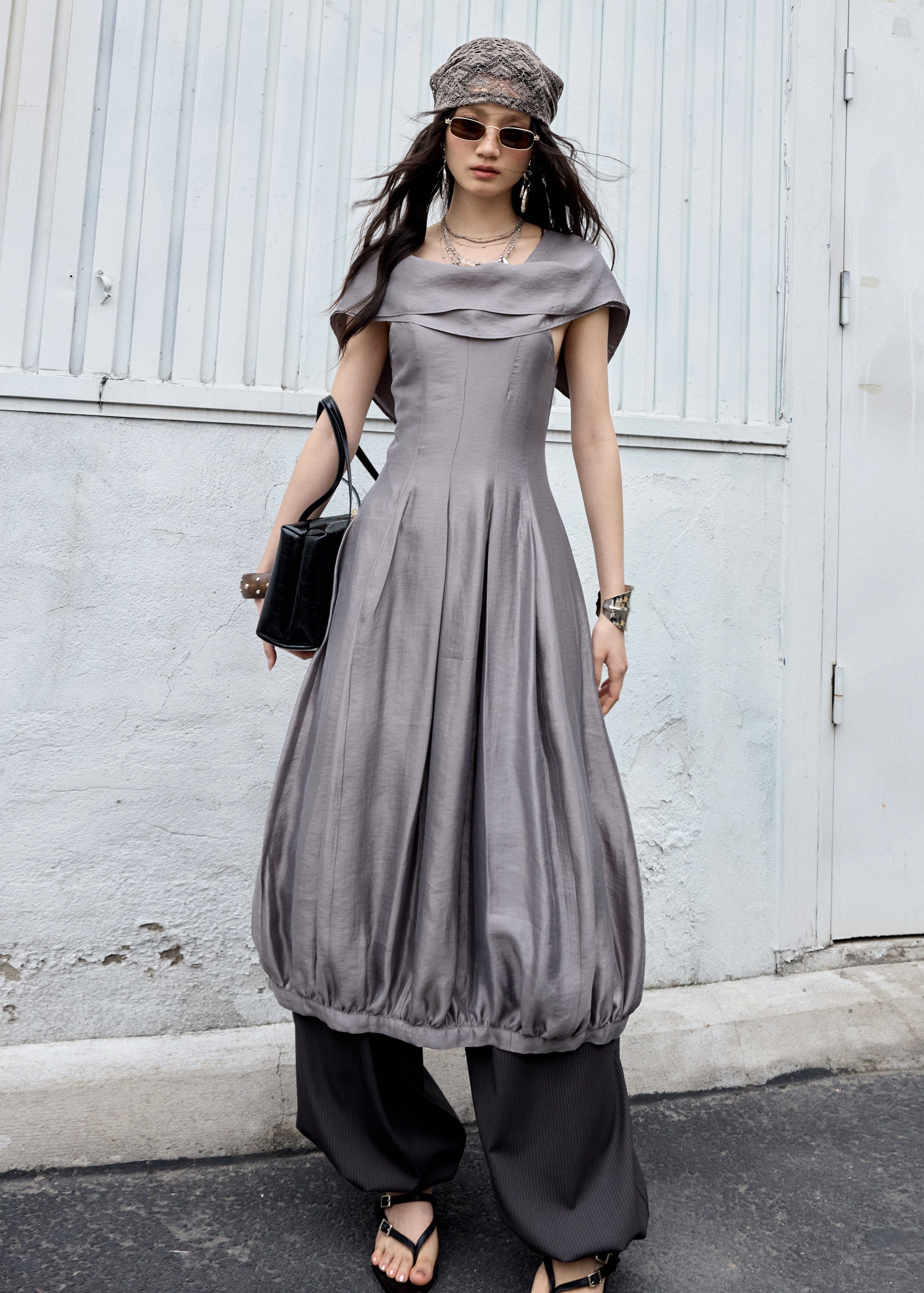 jnylon pants, balloon pants women, striped wide leg pants, korean fashion pants, relaxed casual pants, modern vintage trousers, urban nomad pants, lantern pants women, draped pants, stylish korean outfit, wide leg balloon trousers, summer casual pants