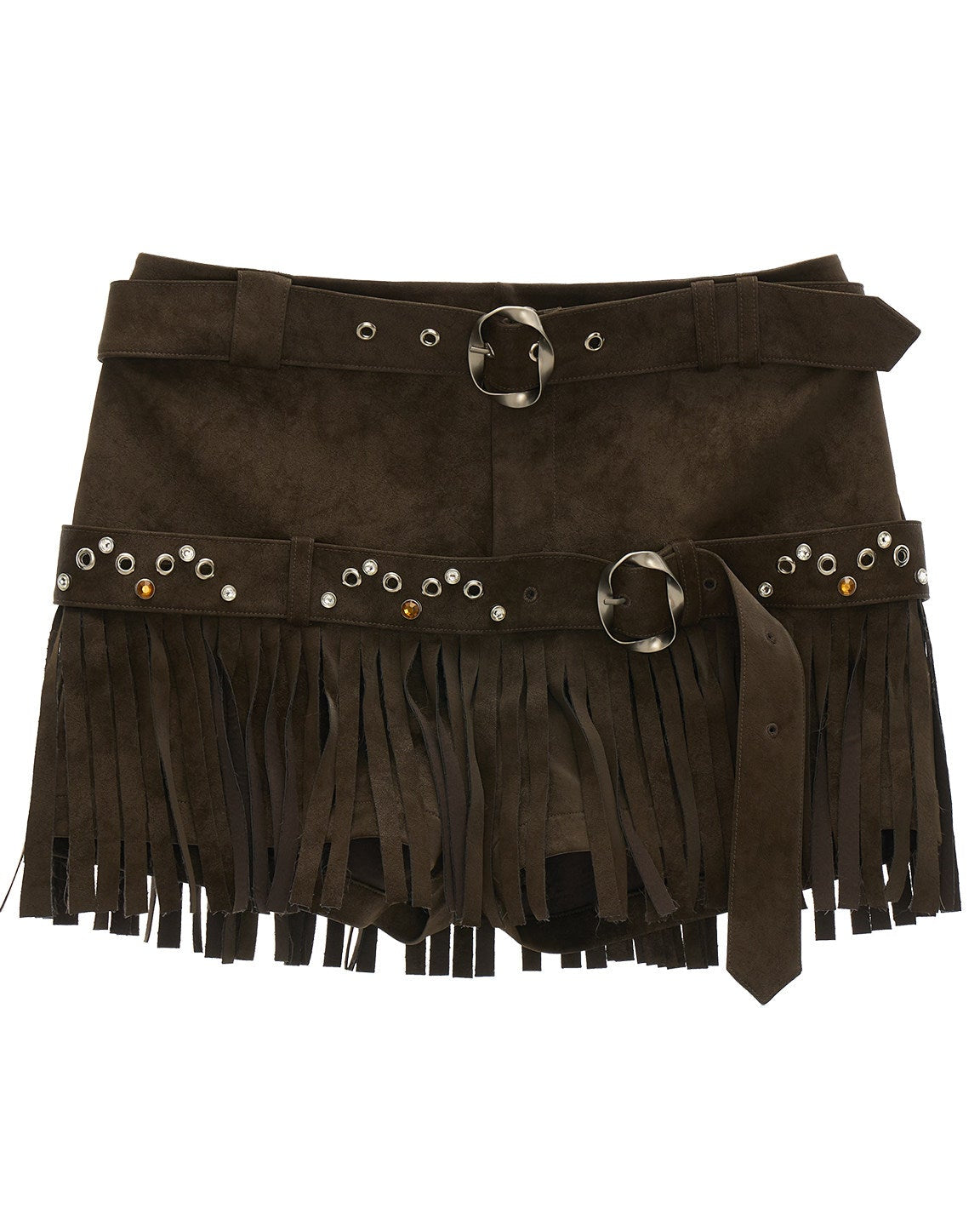 suede fringe shorts women, western style shorts women, y2k mini shorts, high fashion suede shorts, brown fringe shorts, street style shorts women, autumn winter fashion shorts, statement mini slacks, trendy suede bottoms, mamc shorts style, unique design shorts, fringe detail shorts, y2k streetwear women, premium women shorts, fashion western shorts