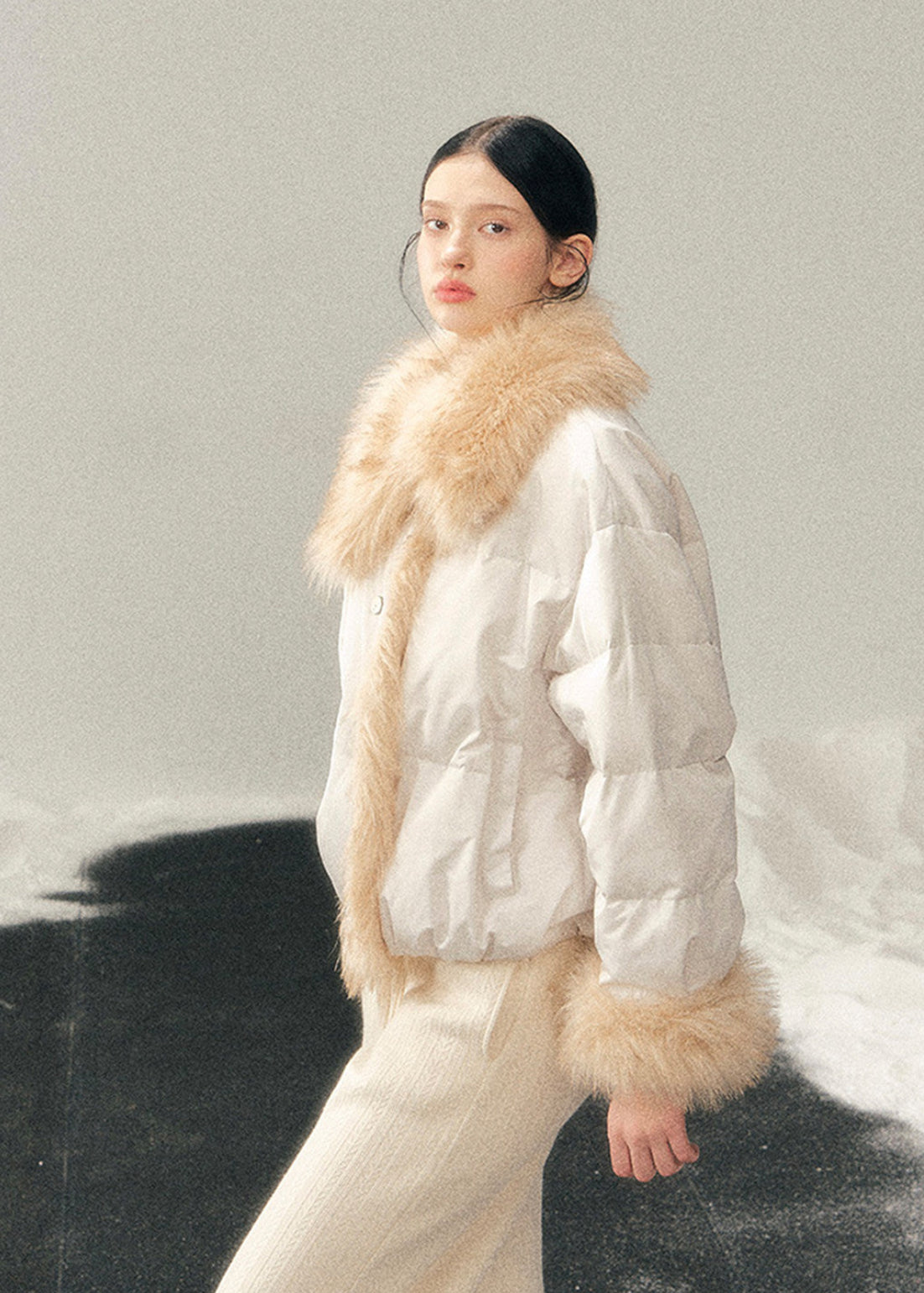 white duck down jacket, fur collar down jacket, women winter down coat, korean style down jacket, feminine winter jacket, short down jacket women, warm winter coat women, plush fur collar jacket, luxury winter outerwear women, soft aesthetic winter coat, padded winter jacket women, aomalm winter jacket, cozy down jacket women, elegant winter coat, fashion down jacket