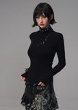 punk turtleneck top
edgy knitwear women
black slim long sleeve top
gothic streetwear top
fleece warm knit shirt women
semi high neck slim tee
rivet design knitwear
winter thermal base shirt
dark fashion women top
Frustration Garden top
