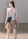 Taupe layered ruffle mini skirt