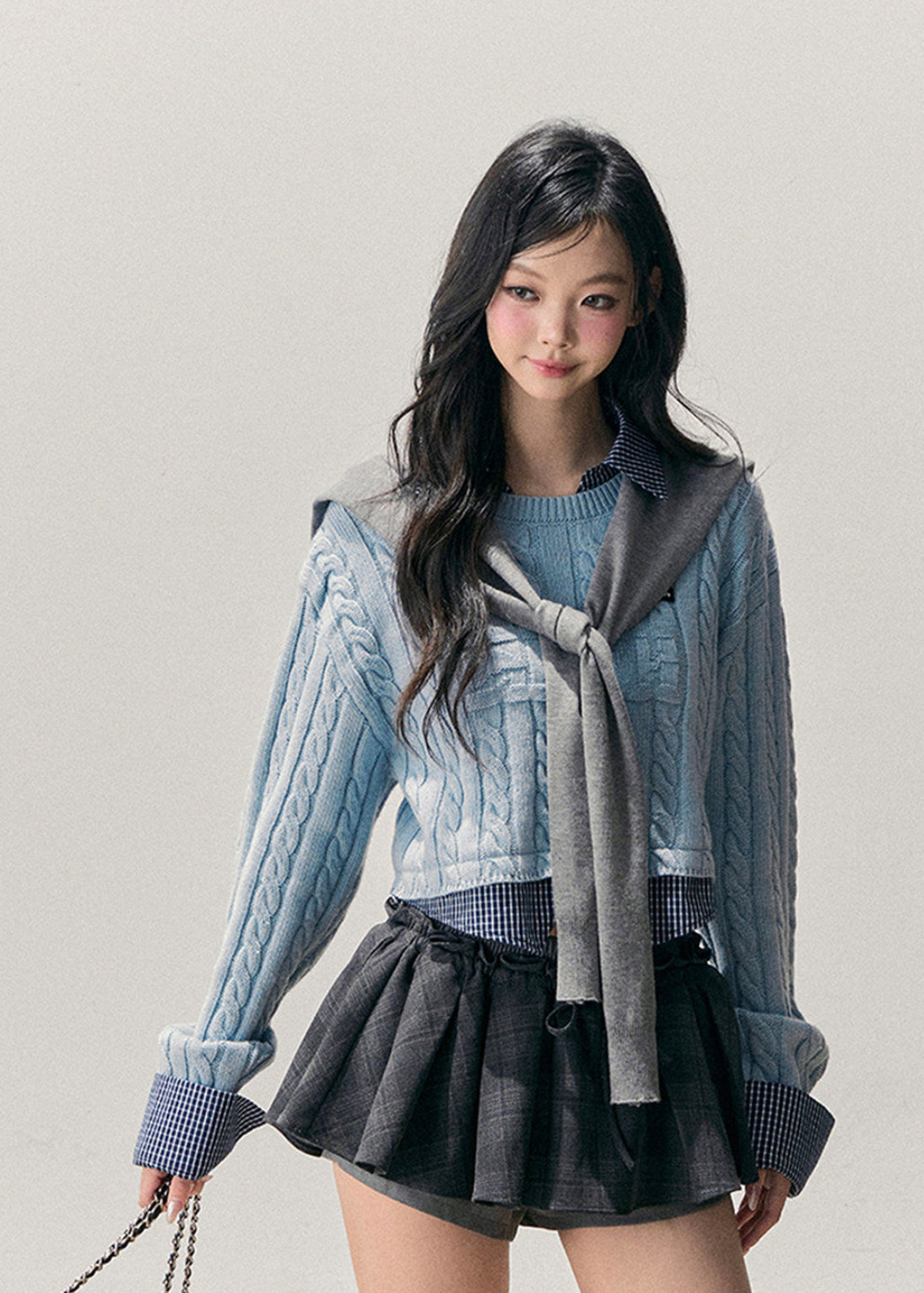 AOMALM knit top, Korean style sweater, faux layered knit, polo collar sweater, plaid collar top, women winter knitwear, soft feminine sweater, preppy Korean top, fall winter sweater women, slim knit top, casual Korean fashion, layered look sweater, aesthetic knit top, women long sleeve knit, Korean preppy style, everyday knitwear, soft wool touch sweater