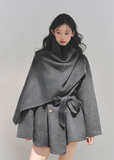 winter wool coat, reversible wool coat, Korean style coat, AOMALM coat, tartan wrap coat, plaid winter jacket, feminine winter coat, wool cape coat, oversized shawl coat, Korean fashion outerwear, winter wrap coat, reversible tartan jacket, warm wool jacket, elegant winter coat, aesthetic Korean outfit, winter fashion women, wool blend coat, Korean girl style coat, trendy winter coat women, autumn winter outerwear