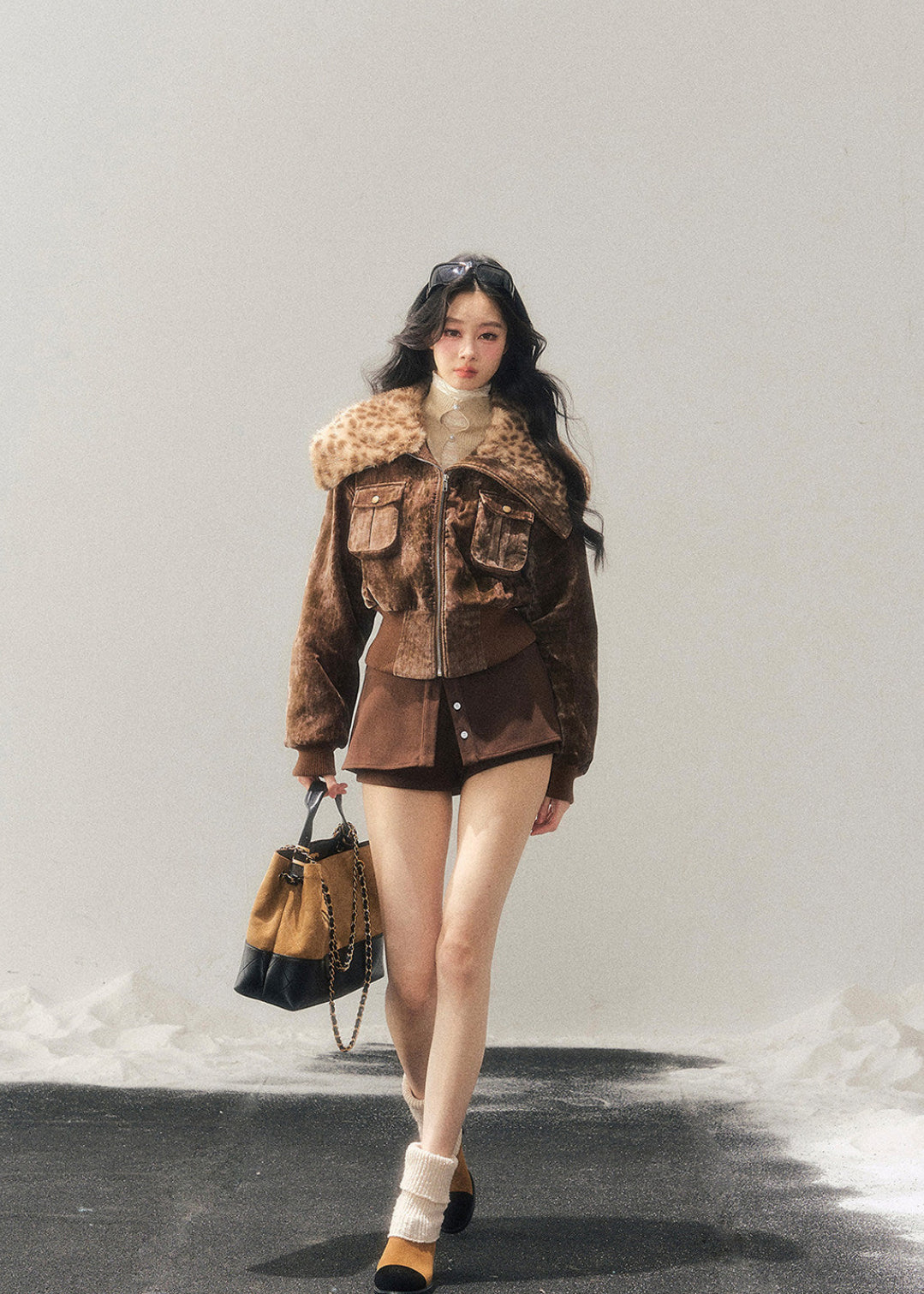 AOMALM jacket, leopard cropped jacket, Maillard jacket women, faux fur winter jacket, Korean style jacket, cropped winter jacket women, plush fur jacket, leopard print jacket women, winter streetwear jacket, feminine cropped jacket, warm winter top women, Korean fashion winter, trendy cropped jacket, soft girl winter jacket, autumn winter outerwear women, stylish winter jacket, Korean aesthetic coat