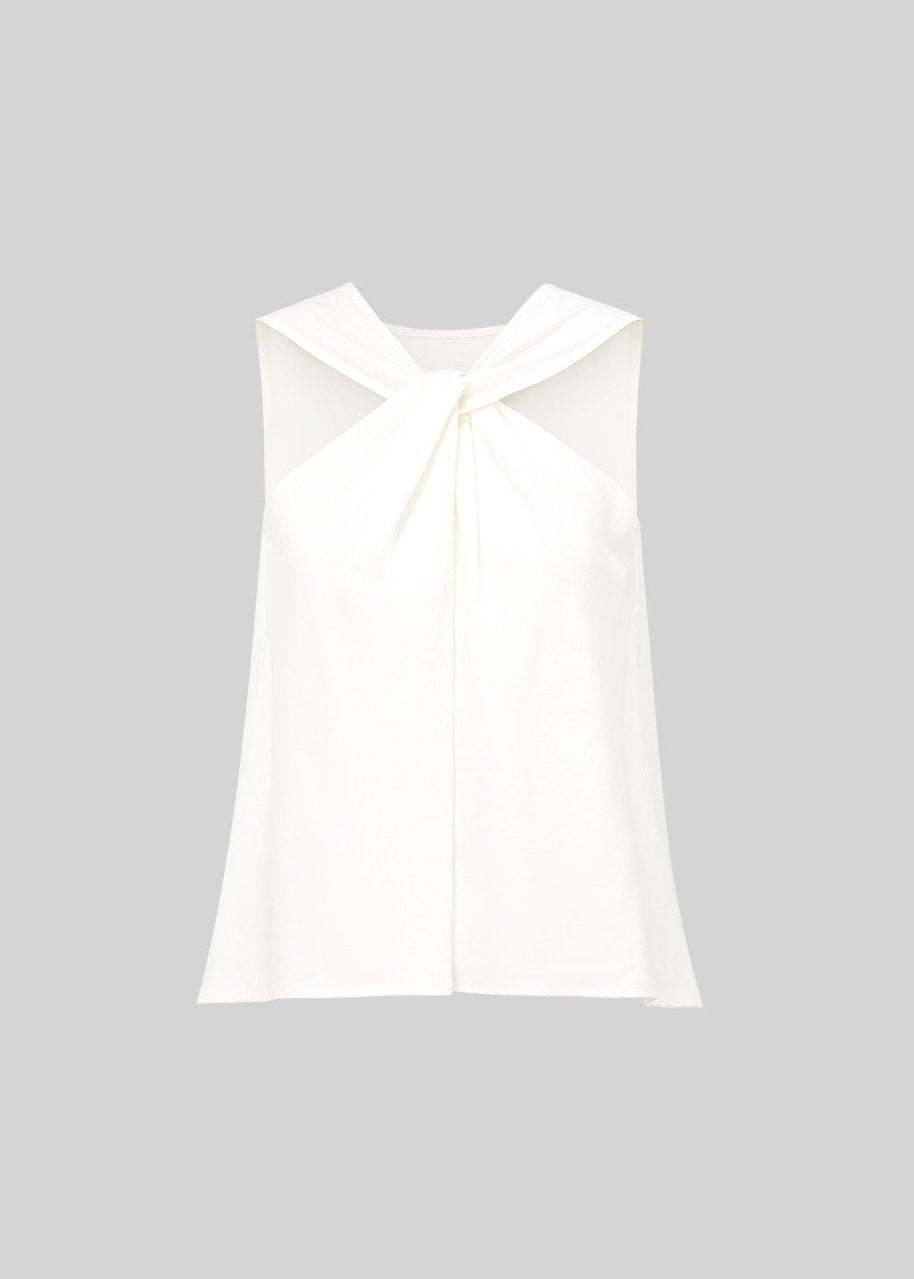 halter top, white halter top, loose sleeveless top, feminine summer top, Korean style top, soft drape top, elegant halter blouse, lyocell summer top, airy sleeveless blouse, romantic white top, vacation outfit top, minimal feminine top, relaxed halter blouse, chic summer top, women’s halter sleeveless top