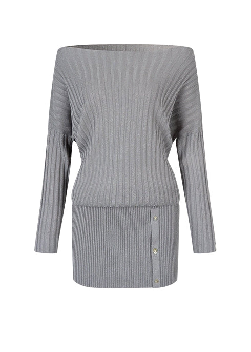 VIAPITTI asymmetric knit dress, one-shoulder ribbed dress set, slanted shoulder knit outfit, silk sheen rib dress women, asym cutout dress autumn, streetwear knit dress set, edgy one-shoulder mini dress, Korean style ribbed dress 2025, knit two-piece asymmetric outfit
