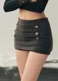 AOMALM skirt, wool mini skirt women, Korean winter skirt, A-line wool skirt, culotte mini skirt, high waist winter skirt, feminine wool skirt, slim fit mini skirt, Korean aesthetic clothing, winter short skirt women, hip hugging skirt, soft wool skirt, button detail mini skirt, autumn winter skirt, Korean fashion women, elegant mini skirt