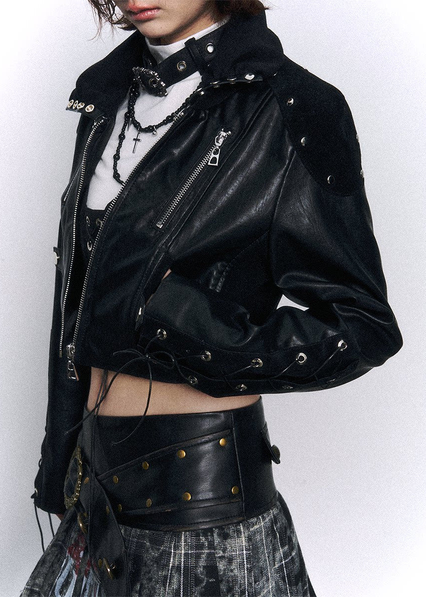leather jacket women, cropped leather jacket, biker jacket women, grunge outfit women, edgy outfit women, street style jacket, punk style clothing, y2k edgy outfit, alternative fashion women, black leather jacket, cropped biker jacket, urban streetwear women, statement jacket women, fitted leather jacket, rebellious fashion outfit, underground fashion women, dark aesthetic outfit, edgy streetwear women, zip jacket women, modern punk fashion