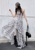 check two piece set, lace patchwork skirt set, korean fashion set, romantic maxi skirt set, vintage plaid outfit, feminine two piece dress set, irregular lace set, artistic summer outfit, jnylon set, elegant vacation outfit
