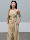 One-Shoulder Cinched Top & Wide-Leg Pants Set