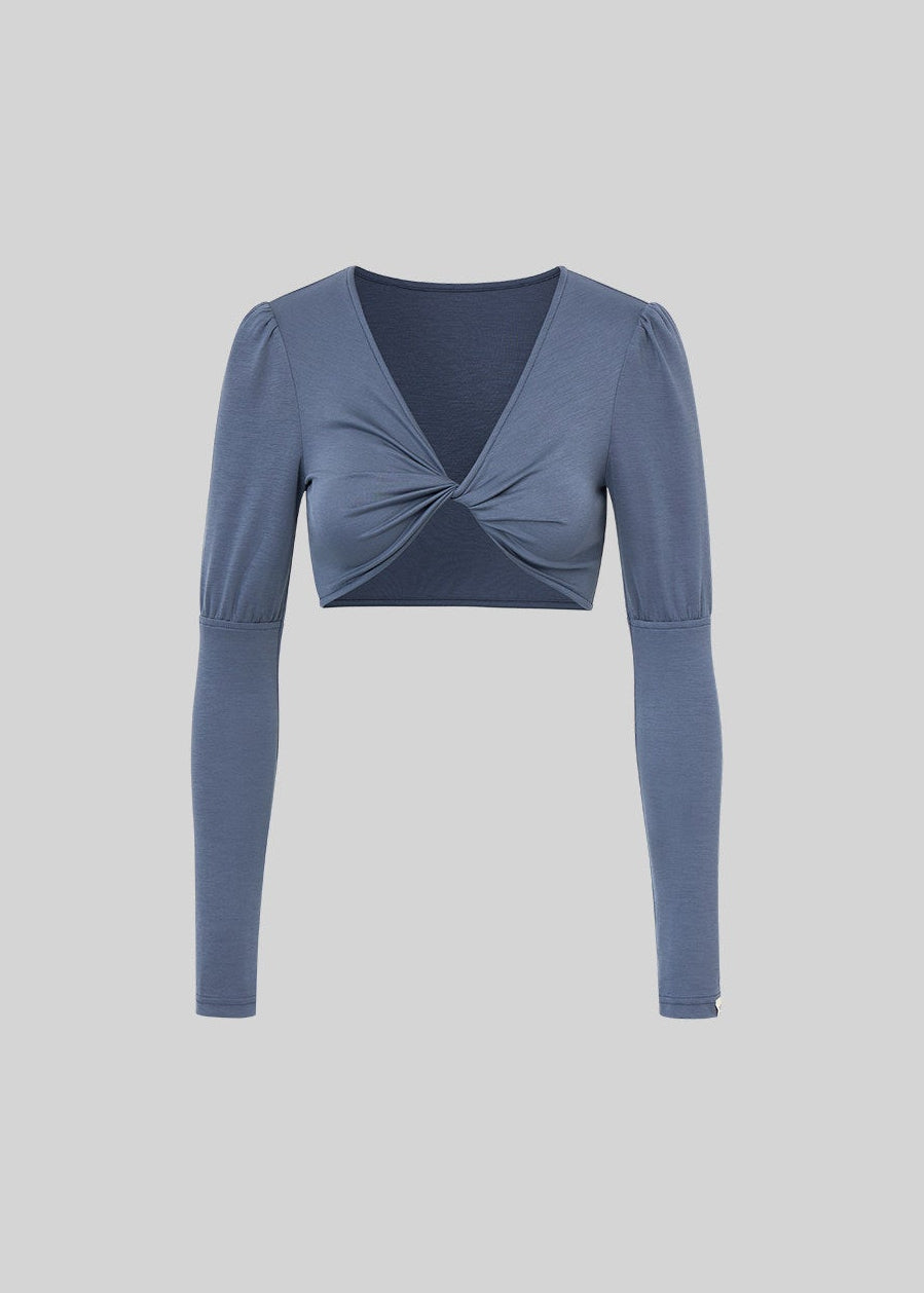 Women’s ballet-style fitted top and relaxed casual pants matching set