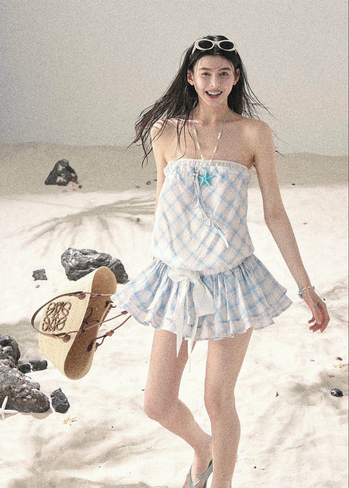 aomalm dress, gingham mini dress, french plaid dress, korean feminine dress, summer mini dress, puffy skirt dress, yellow plaid dress, romantic mini dress, cute korean fashion dress, resort mini dress, feminine summer dress, short plaid dress