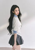 slimming v neck blouse, waist cinch shirt women, fake two piece shirt, french style blouse, korean streetwear top, professional commuter top, fitted summer blouse, elegant v neck shirt, sculpted waist shirt, kpop trainee style top, trendy women’s fashion top, tailored slim fit blouse, chic office top women, korean american fashion
