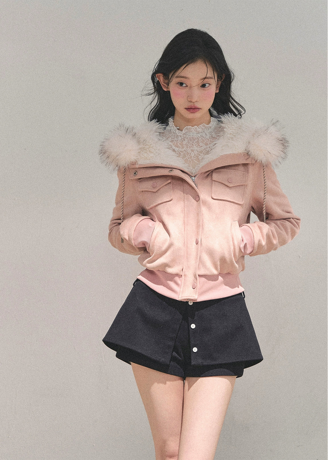winter faux fur jacket, Korean winter coat, plush hooded jacket, AOMALM jacket, British style coat women, cute winter jacket, feminine winter outerwear, faux fur hood coat, soft plush winter coat, Korean aesthetic fashion, warm stylish jacket women, winter street style Korea, girly winter jacket, fluffy hood coat, cozy winter outerwear, trendy winter fashion 2025, Maillard tones jacket, autumn winter korean tops