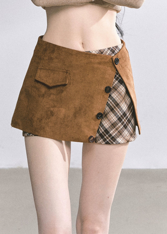 korean two piece set, plaid mini skirt outfit, suede jacket set women, seoul street fashion, preppy korean outfit, french hepburn style set, autumn matching outfit women, korean chic blazer set, trendy korean clothing 2025, seoul preppy look, brown plaid skirt, vintage academic outfit, elegant french suit, nom alm collection, modern korean style